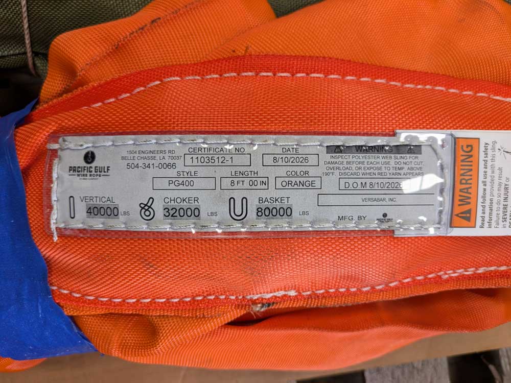Sling specs label